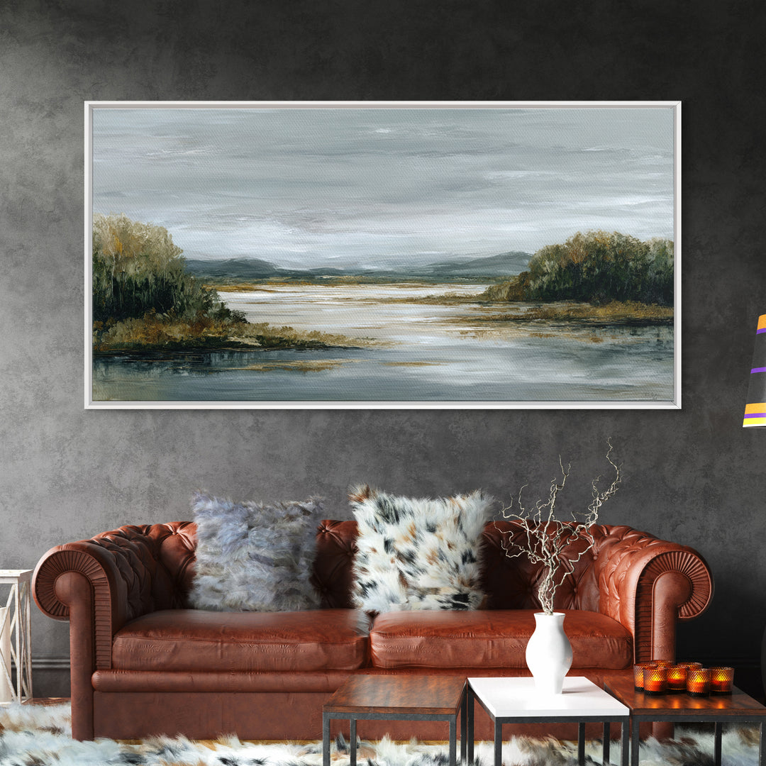 Quiet Meadow Landscape Framed Canvas Print, Living Room Art, Gallery Decor, Living Room Decor, Fine Art, Living, Wall Art, LIR-2x1-67