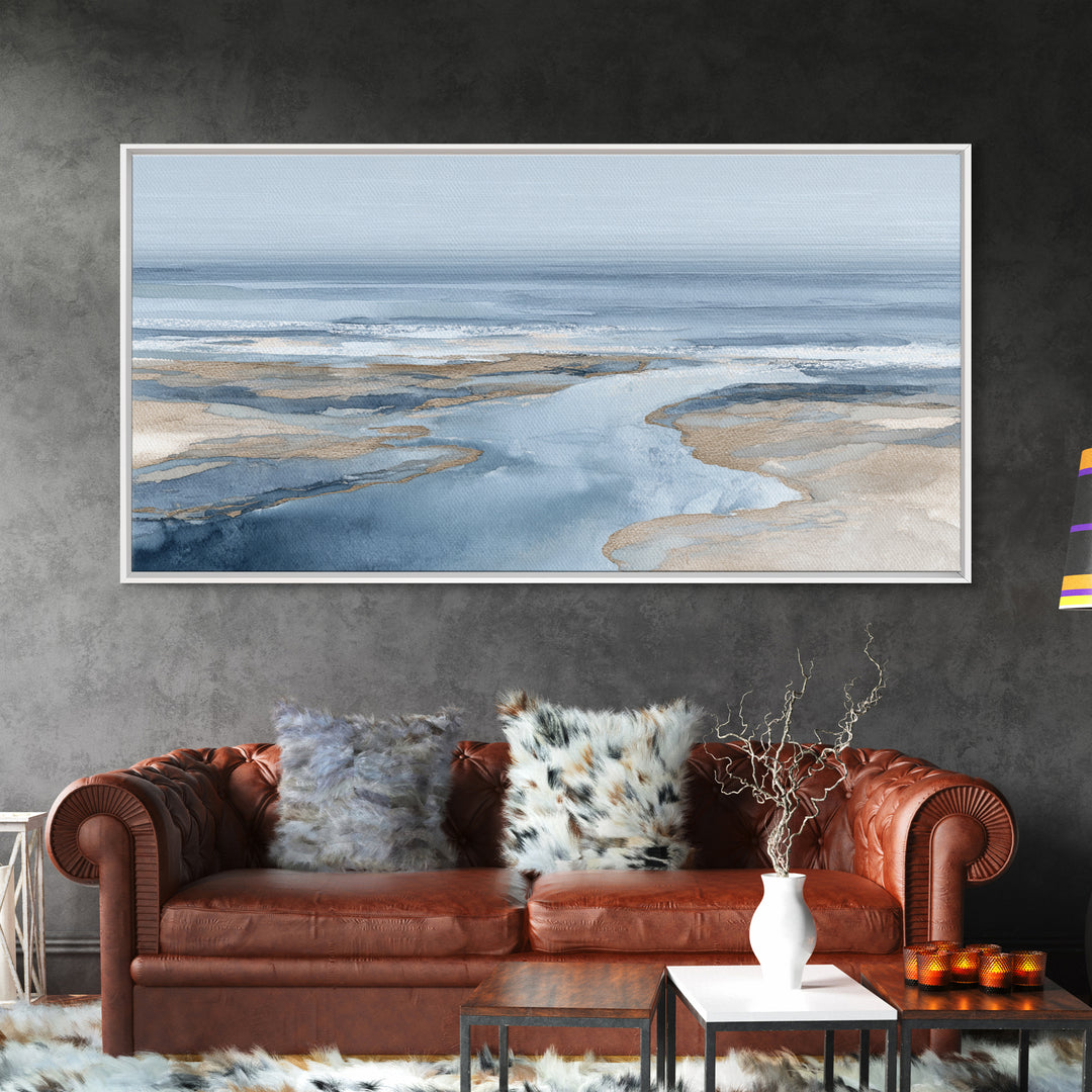 Coastal Aerial Shoreline Framed Canvas Print, Living Room Art, Digital Prints, Living Room Decor, Living, Apartment Decor, LIR-2x1-7