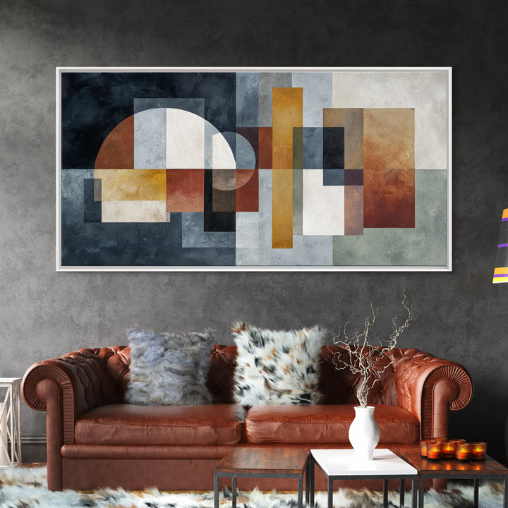 Mid Century Geometric Artwork Canvas Print, Living Room Art, Bedroom Decor, Living Room Decor, Living, Bedroom Wall Art, LIR-2x1-76