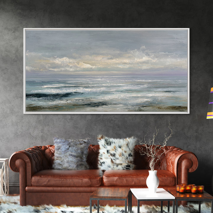 Large Cloudscape with Gentle Movement Framed Canvas Print, Living Room Art, Boho Wall Art, Living Room Decor, Fine Art, Living, LIR-2x1-87