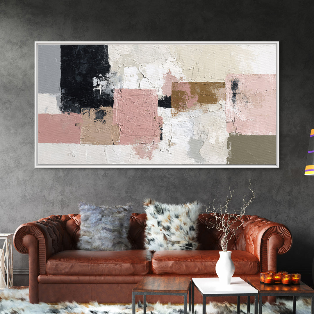 Monochrome Stone Texture Abstraction Canvas Print, Living Room Art, Apartment Decor, Living Room Decor, Fine Art, Living, LIR-2x1-89