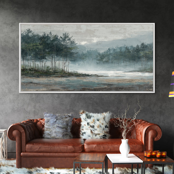 Minimal Scandinavian Forest Framed Canvas Print, Living Room Art, Painting, Living Room Decor, Fine Art, Living, Bedroom Decor, LIR-2x1-9