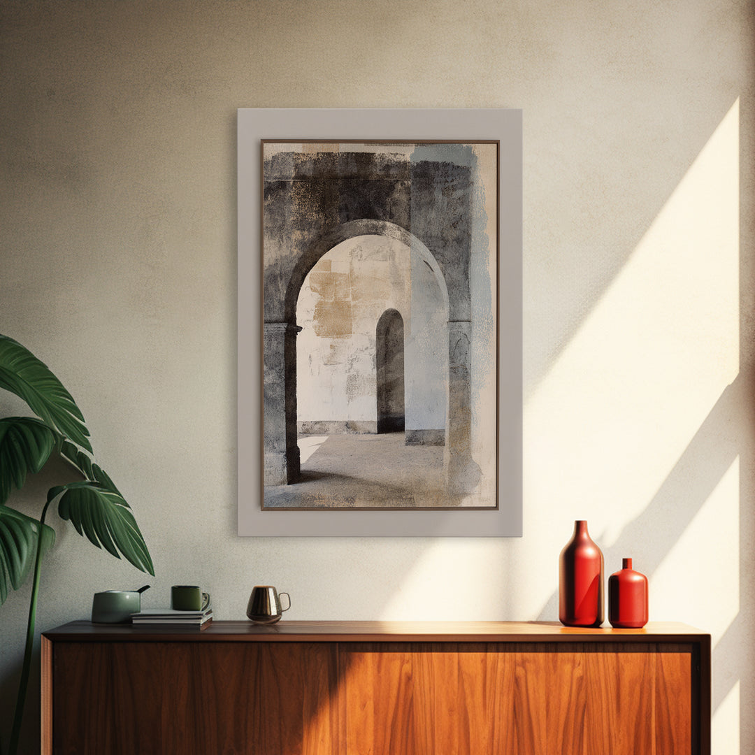 Black and White Architectural Arch Composition Canvas Print, Living Room Art, Minimalist Decor, Living Room Decor, Living, LIR-2x3-15