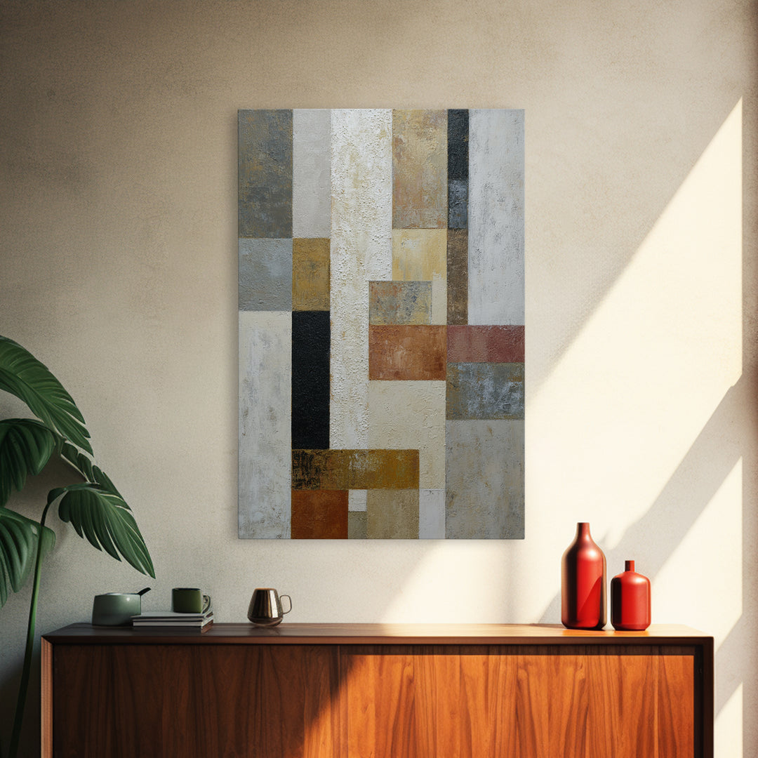 Mid Century Geometric Artwork Canvas Print, Living Room Art, Gallery Decor, Living Room Decor, Fine Art, Living, Wall Art, LIR-2x3-16