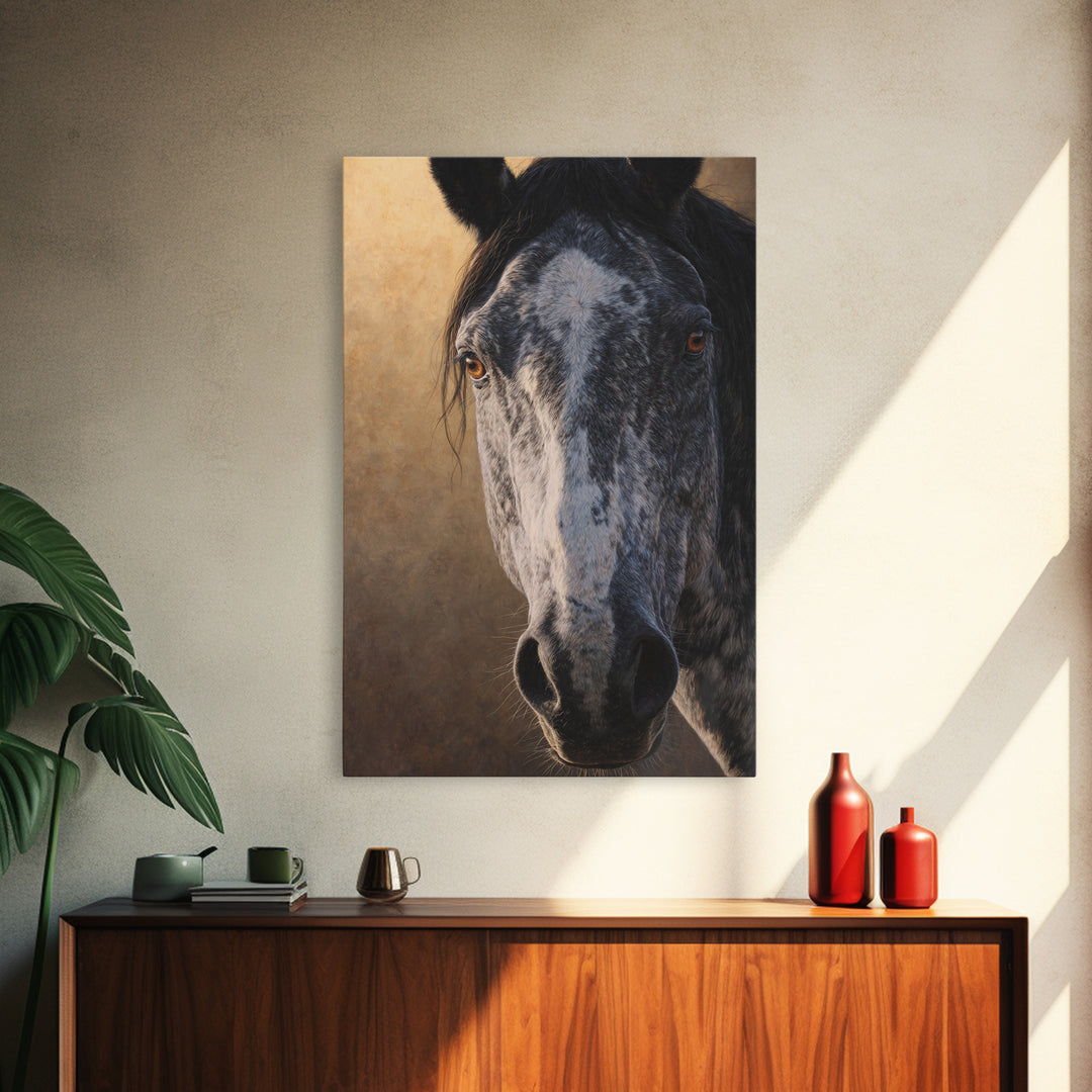 Contemporary Horse Portrait Framed Canvas Print, Living Room Art, Home Decor, Living Room Decor, Fine Art, Living, LIR-2x3-18