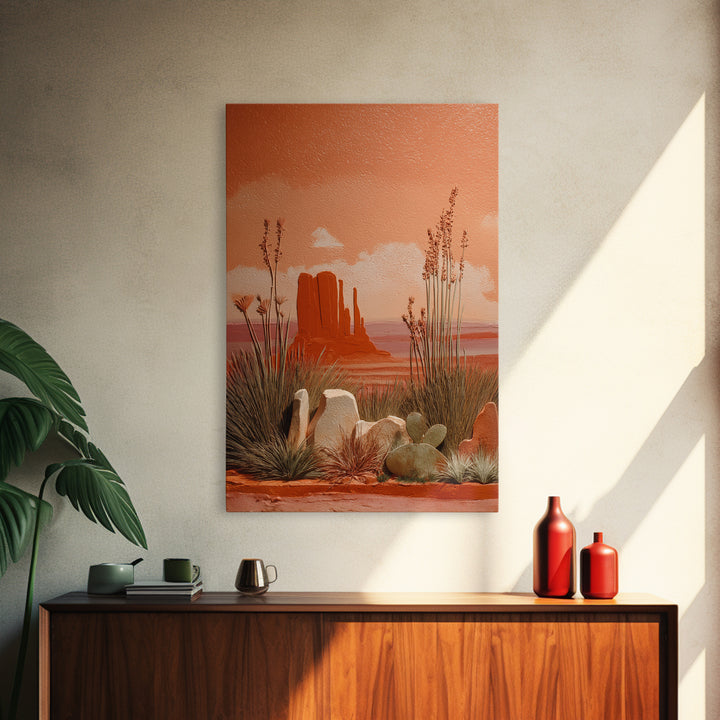 Earthy Desert Landscape Framed Canvas Print, Living Room Art, Art Nouveau, Living Room Decor, Fine Art, Living, Modern Wall Art, LIR-2x3-20