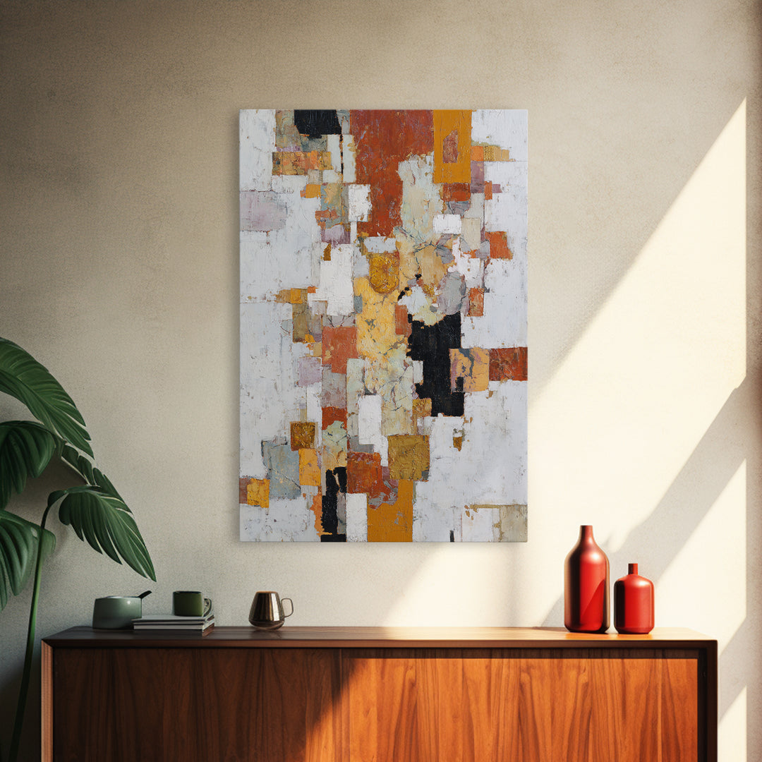 Gold Accented Abstract Brushwork Framed Canvas Print, Living Room Art, Art, Living Room Decor, Fine Art, Living, Art Nouveau, LIR-2x3-22