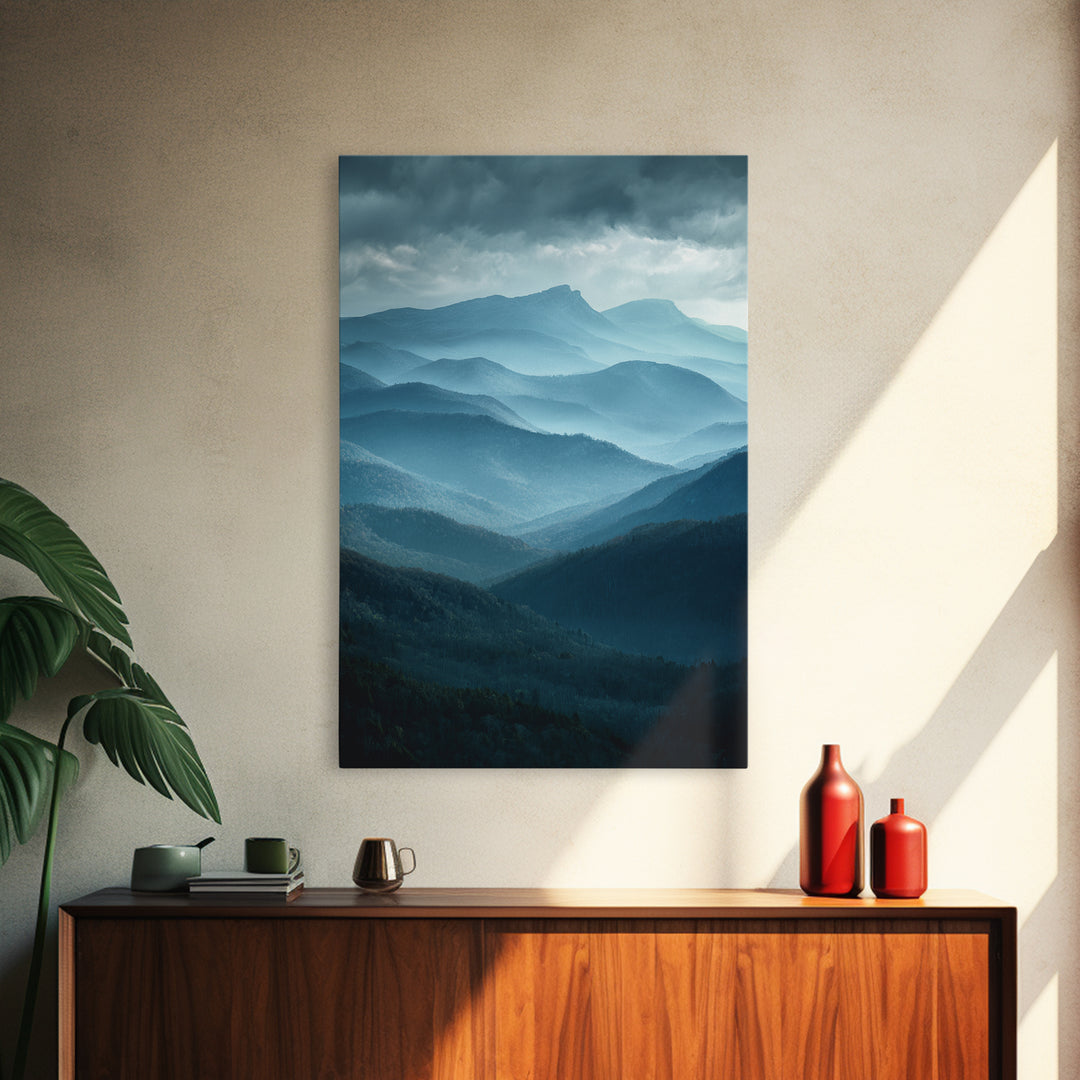 Classic Mountain Panorama for Cozy Interiors Framed Canvas Print, Living Room Art, Modern Decor, Living Room Decor, Living, LIR-2x3-24