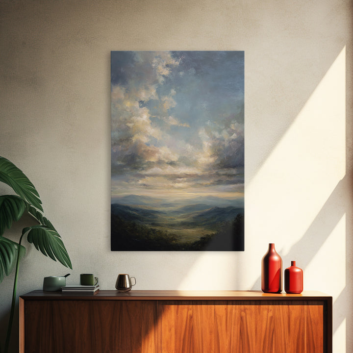 Large Cloudscape with Gentle Movement Framed Canvas Print, Living Room Art, Room Decor, Living Room Decor, Fine Art, Living, LIR-2x3-3