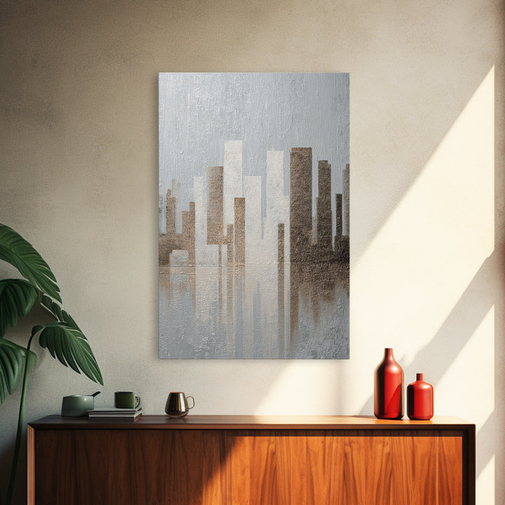 Modern City Skyline Framed Canvas Print, Living Room Art, Minimalist Decor, Living Room Decor, Fine Art, Living, LIR-2x3-30