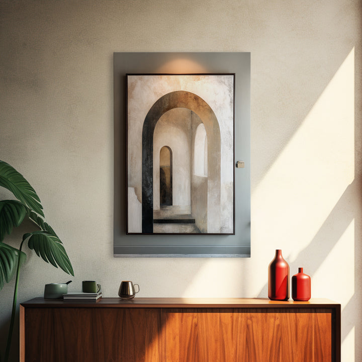 Black and White Architectural Arch Composition Canvas Print, Living Room Art, Mid Century Modern, Living Room Decor, Living, LIR-2x3-39