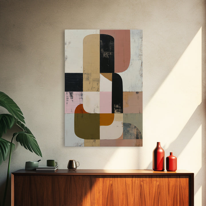 Mid Century Geometric Artwork Canvas Print, Living Room Art, Contemporary Art, Living Room Decor, Abstract Art, Living, LIR-2x3-40