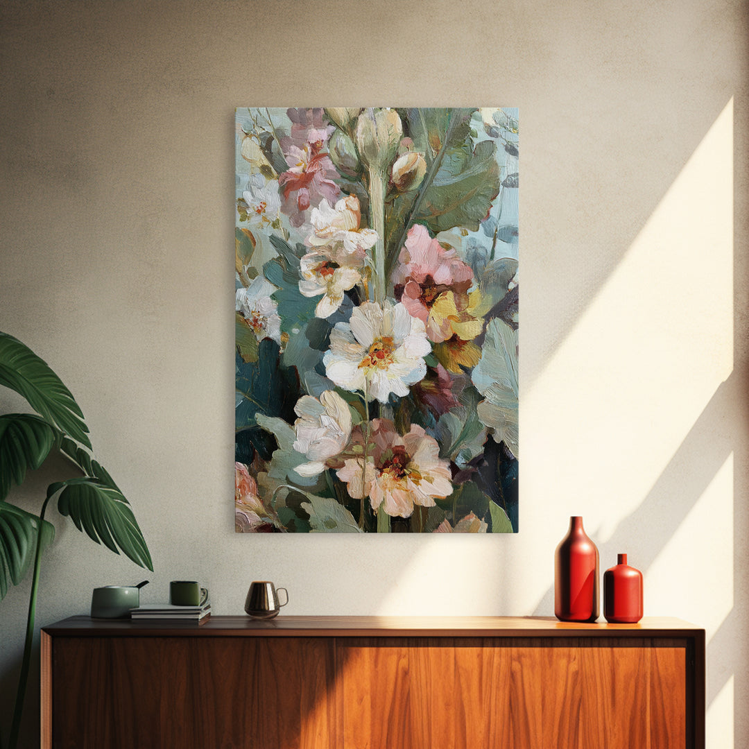 Large Floral Still Life Framed Canvas Print, Living Room Art, Oil Painting, Living Room Decor, Fine Art, Living, Boho Wall Art, LIR-2x3-41