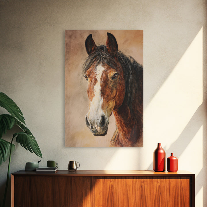 Contemporary Horse Portrait Framed Canvas Print, Living Room Art, Home Decor, Living Room Decor, Fine Art, Living, LIR-2x3-42