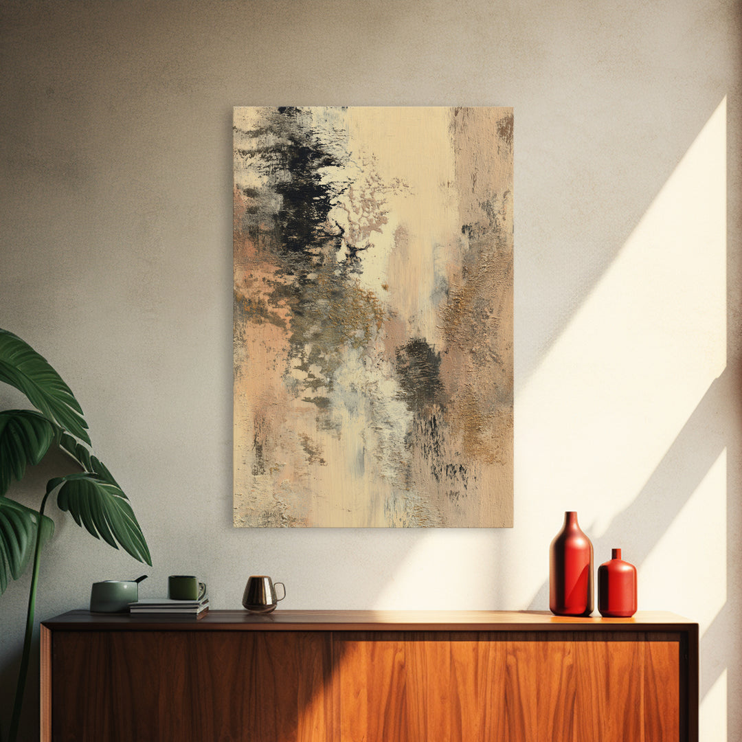 Gold Accented Abstract Brushwork Framed Canvas Print, Living Room Art, Art, Living Room Decor, Fine Art, Living, Art Nouveau, LIR-2x3-46