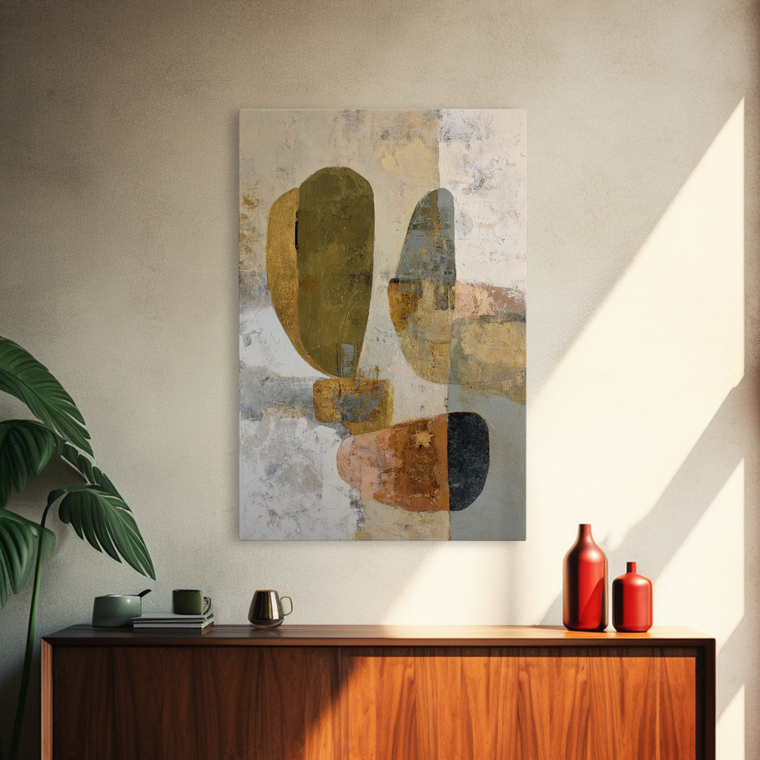 Abstract Organic Shapes Framed Canvas Print, Living Room Art, Oil Painting, Living Room Decor, Fine Art, Living, Boho Wall Art, LIR-2x3-47