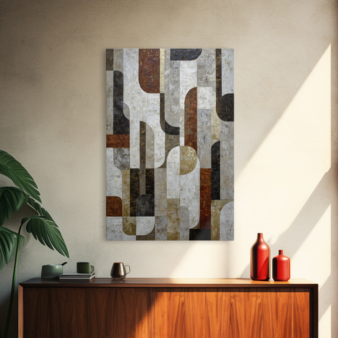 Monochrome Stone Texture Abstraction Framed Canvas Print, Living Room Art, Art Nouveau, Living Room Decor, Abstract Art, Living, LIR-2x3-53