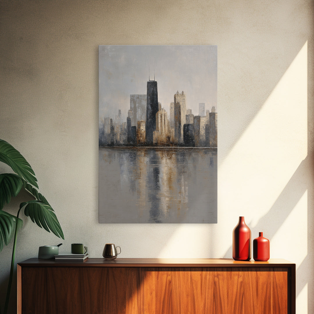 Modern City Skyline Canvas Print, Living Room Art, Living Room Decor, Abstract Art, Living, Bedroom Decor, Apartment Decor, LIR-2x3-54