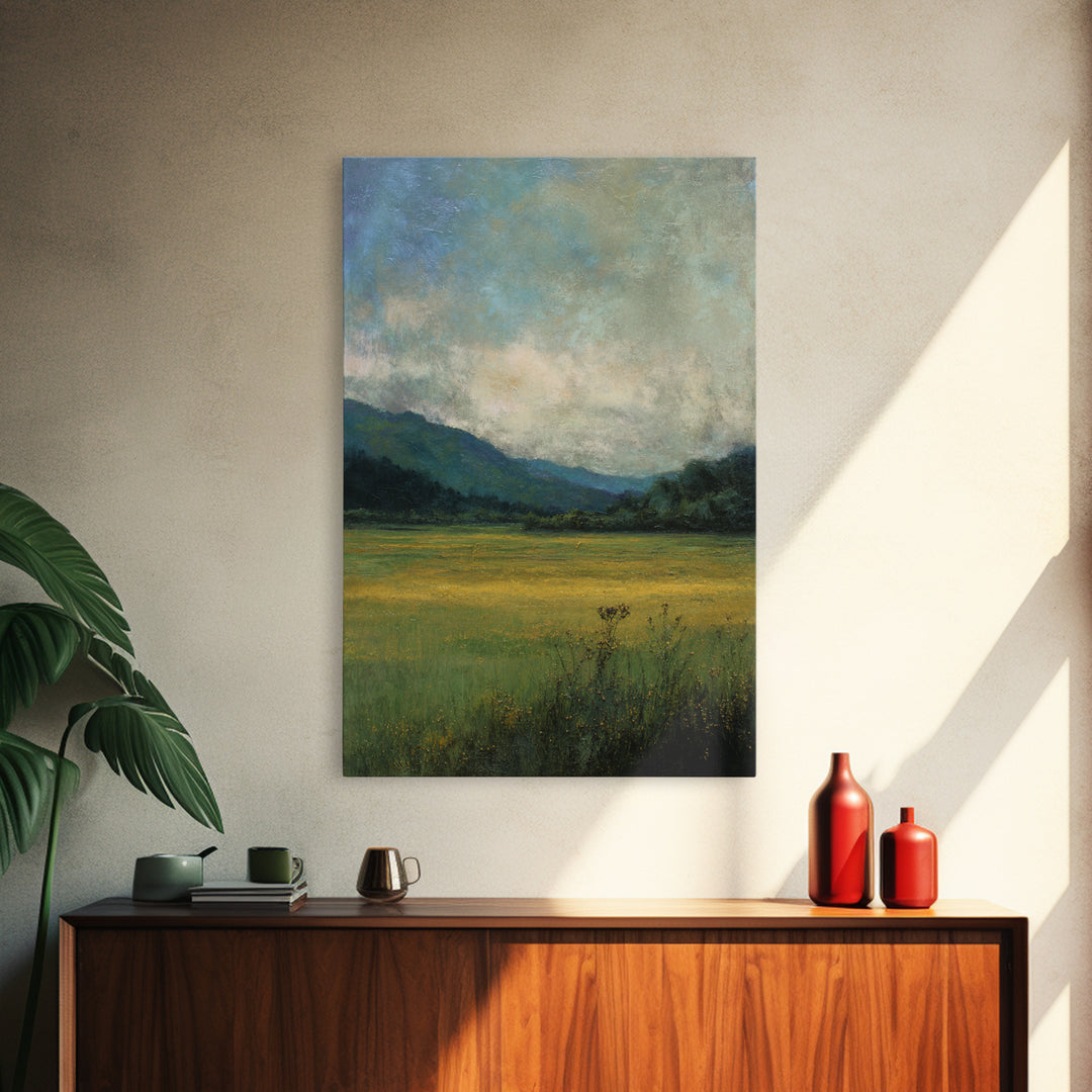 Quiet Meadow Landscape Framed Canvas Print, Living Room Art, Printable, Living Room Decor, Oil Painting, Living, Printable Art, LIR-2x3-55