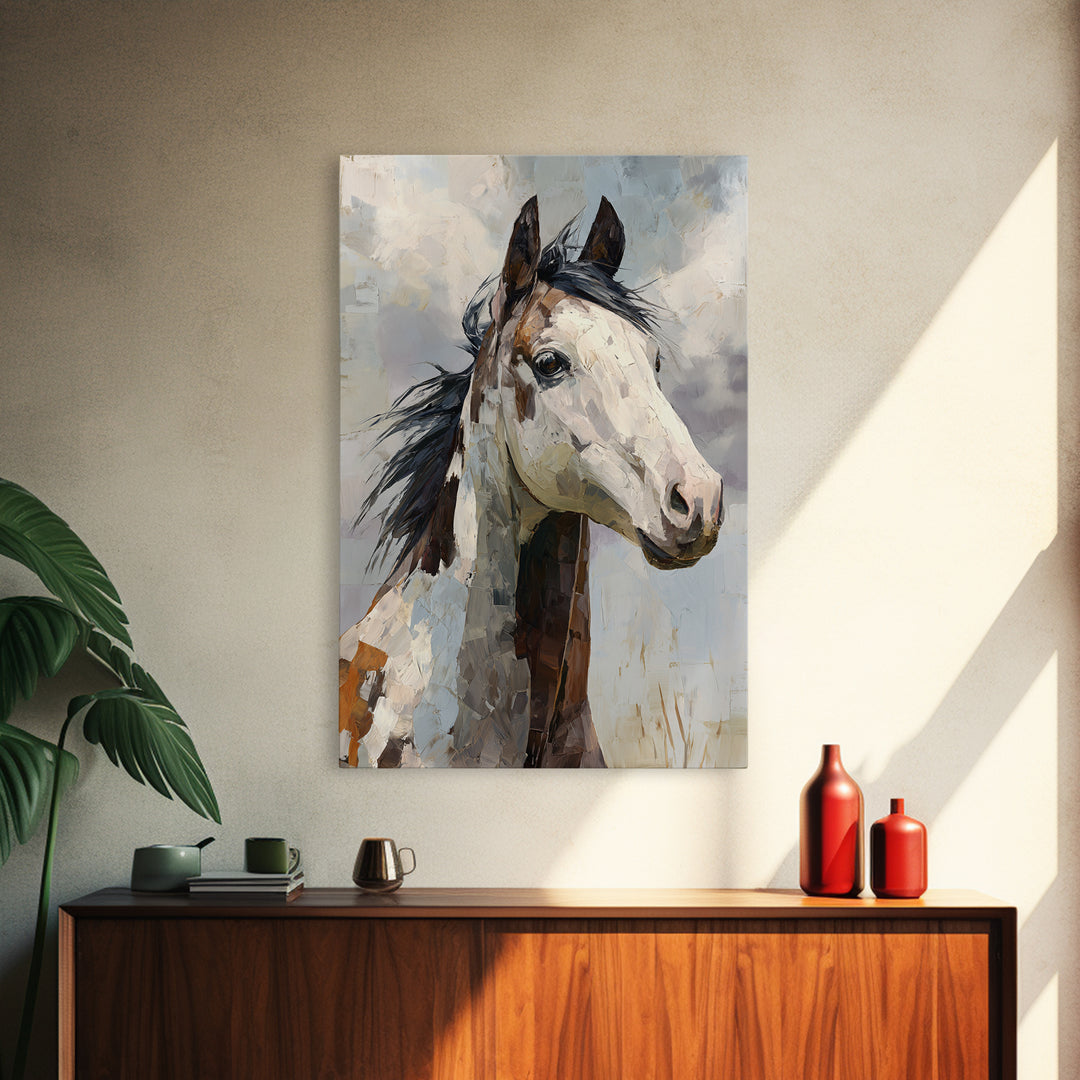 Contemporary Horse Portrait Canvas Print, Living Room Art, Home, Living Room Decor, Living, Pet Portraits, Printable Art, LIR-2x3-66