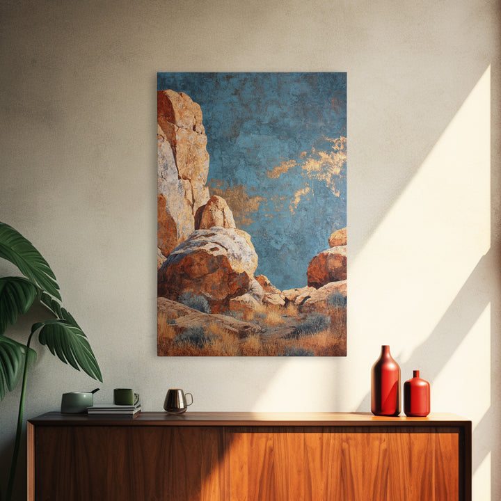 Earthy Desert Landscape Framed Canvas Print, Living Room Art, Apartment Decor, Living Room Decor, Oil Painting, Living, LIR-2x3-68