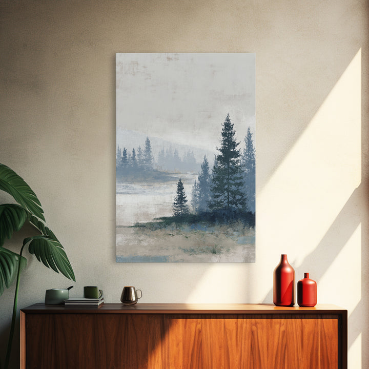 Minimal Scandinavian Forest Framed Canvas Print, Living Room Art, New Home Gift, Living Room Decor, Fine Art, Living, LIR-2x3-69