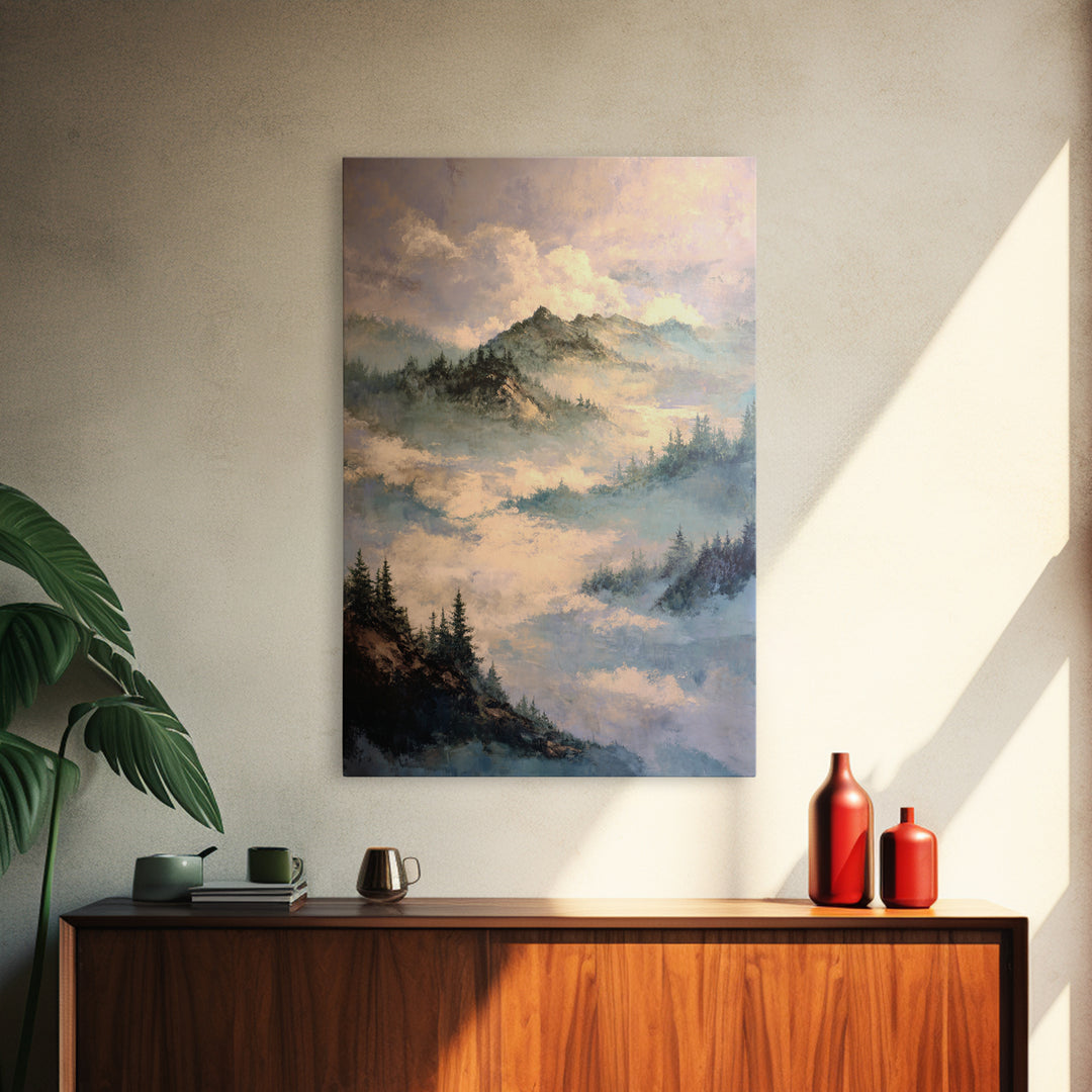 Classic Mountain Panorama for Cozy Interiors Canvas Print, Living Room Art, Home, Living Room Decor, Fine Art, Living, LIR-2x3-72