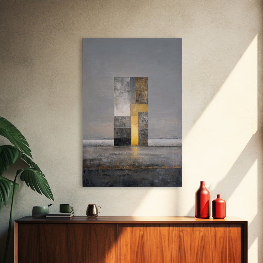 Modern City Skyline Framed Canvas Print, Living Room Art, Mid Century Modern, Living Room Decor, Abstract Art, Living, LIR-2x3-78