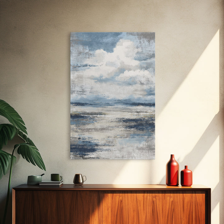 Moody Seascape for Dramatic Focal Point Canvas Print, Living Room Art, Oil Painting, Living Room Decor, Abstract Art, Living, LIR-2x3-86