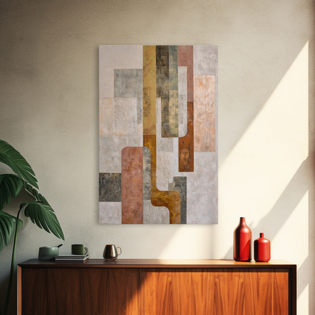 Mid Century Geometric Artwork Framed Canvas Print, Living Room Art, Bedroom Decor, Living Room Decor, Fine Art, Living, LIR-2x3-88