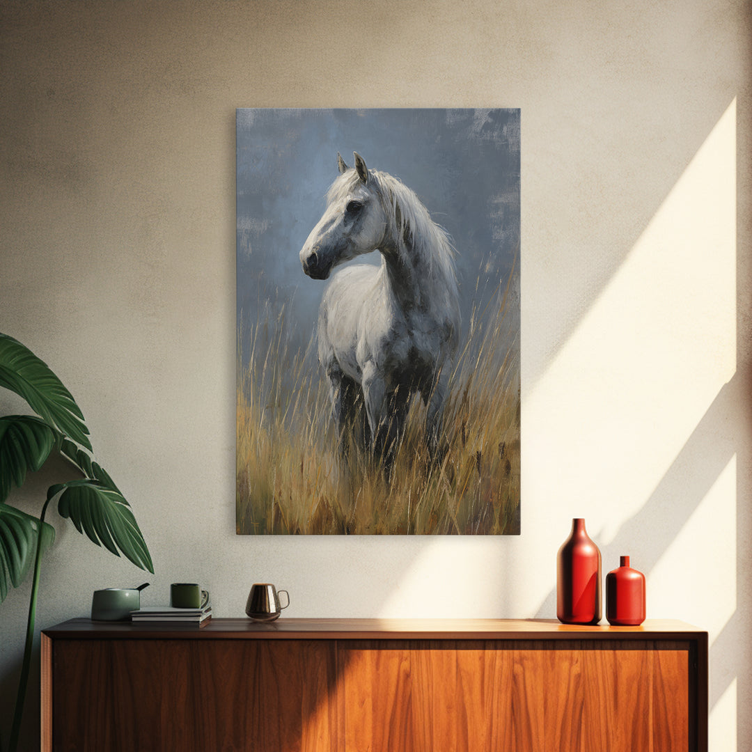 Contemporary Horse Portrait Framed Canvas Print, Living Room Art, Digital Wall Art, Living Room Decor, Fine Art, Living, LIR-2x3-90