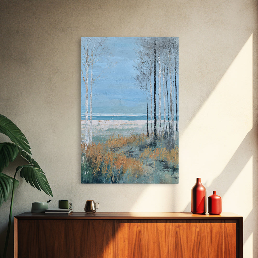 Minimal Scandinavian Forest Framed Canvas Print, Living Room Art, New Home Gift, Living Room Decor, Fine Art, Living, LIR-2x3-93