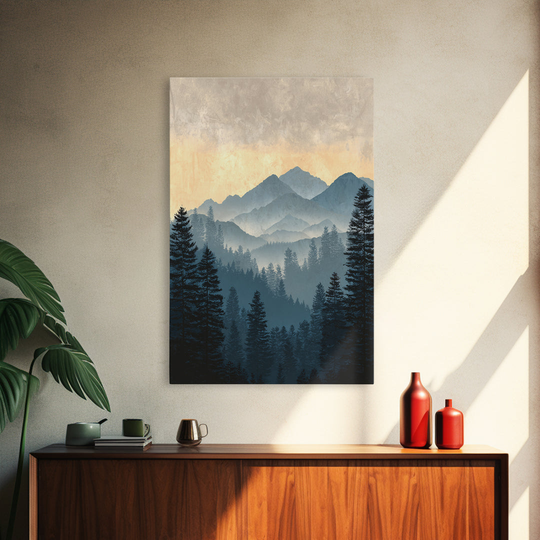 Classic Mountain Panorama for Cozy Interiors Canvas Print, Living Room Art, New Home Gift, Living Room Decor, Fine Art, Living, LIR-2x3-96