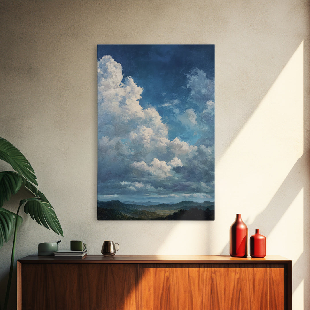 Large Cloudscape with Gentle Movement Canvas Print, Living Room Art, Boho Wall Art, Living Room Decor, Fine Art, Living, LIR-2x3-99