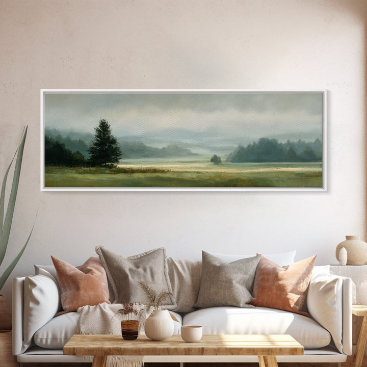 Quiet Meadow Landscape Framed Canvas Print, Living Room Art, Gallery Decor, Living Room Decor, Fine Art, Living, Wall Art, LIR-3x1-15