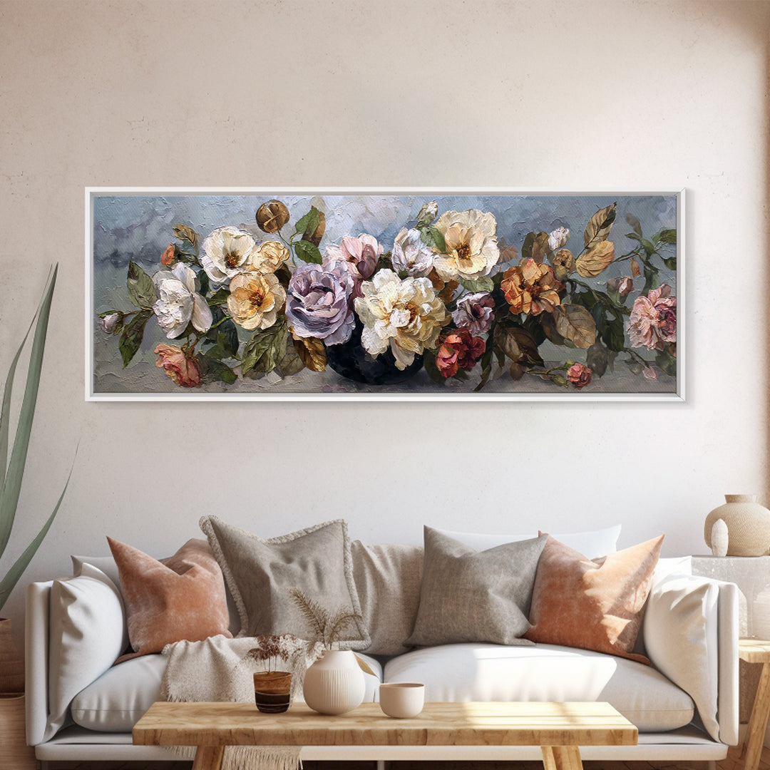 Botanical Vase Painting Framed Canvas Print, Living Room Art, Large Wall Art, Living Room Decor, Watercolor Art, Living, LIR-3x1-18