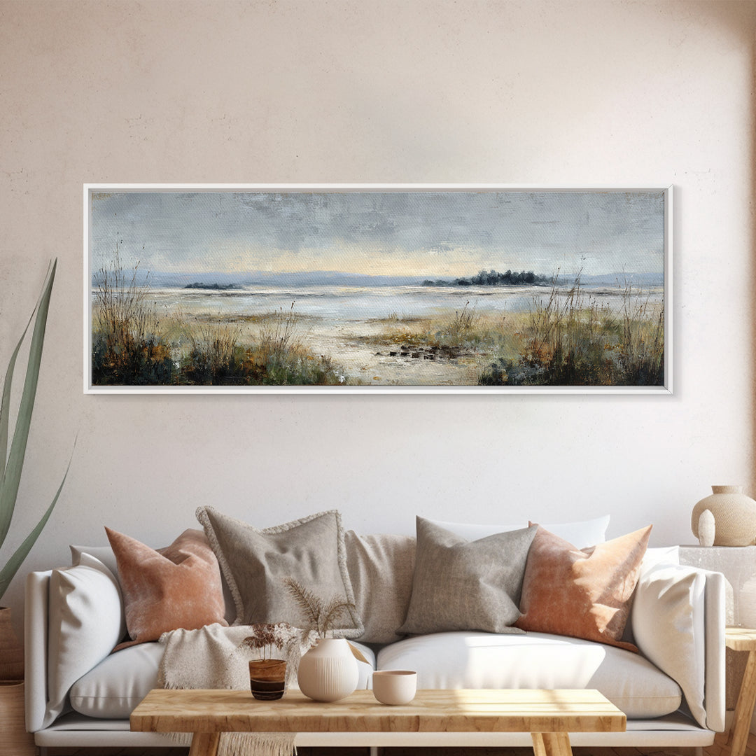 Modern Landscape with Expansive Calm Sky Canvas Print, Living Room Art, Luxury Decor, Living Room Decor, Fine Art, Living, LIR-3x1-19
