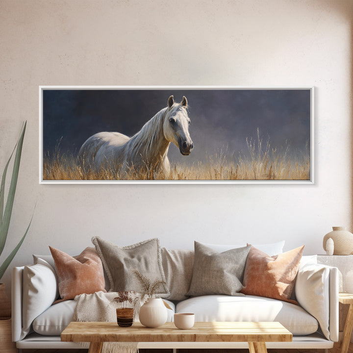 Contemporary Horse Portrait Framed Canvas Print, Living Room Art, Mid Century Modern, Living Room Decor, Oil Painting, Living, LIR-3x1-2