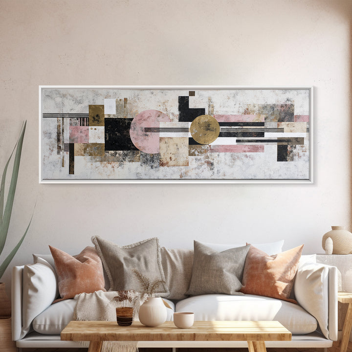 Mid Century Geometric Artwork Canvas Print, Living Room Art, Living Room Wall Art, Living Room Decor, Abstract Art, Living, LIR-3x1-24