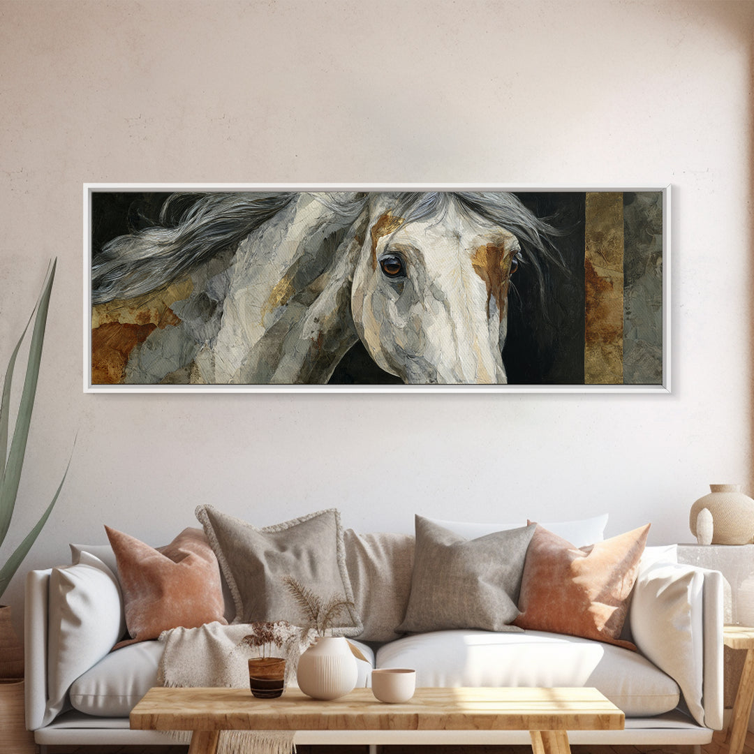 Contemporary Horse Portrait Canvas Print, Living Room Art, Abstract Art, Living Room Decor, Living, Living Room Wall Art, LIR-3x1-26