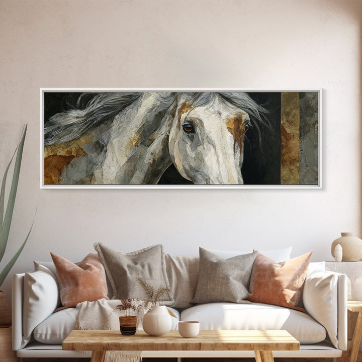 Contemporary Horse Portrait Canvas Print, Living Room Art, Abstract Art, Living Room Decor, Living, Living Room Wall Art, LIR-3x1-26