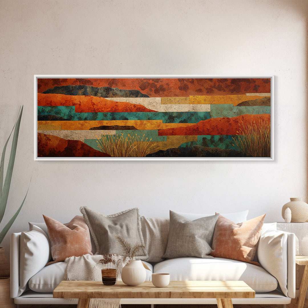 Earthy Desert Landscape Framed Canvas Print, Living Room Art, Bedroom Wall Art, Living Room Decor, Living, Minimalist Decor, LIR-3x1-28
