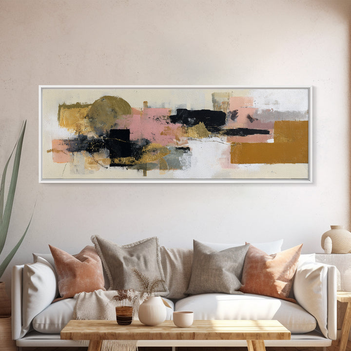 Gold Accented Abstract Brushwork Canvas Print, Living Room Art, Digital Prints, Living Room Decor, Abstract Art, Living, LIR-3x1-30