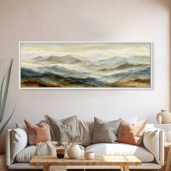 Classic Mountain Panorama for Cozy Interiors Canvas Print, Living Room Art, 3 Piece Wall Art, Living Room Decor, Living, LIR-3x1-32