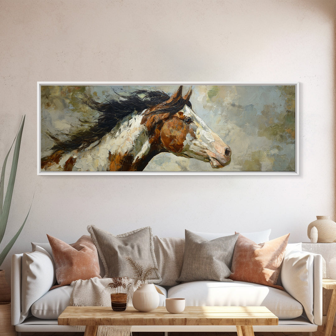 Contemporary Horse Portrait Canvas Print, Living Room Art, Abstract Art, Living Room Decor, Living, Living Room Wall Art, LIR-3x1-50