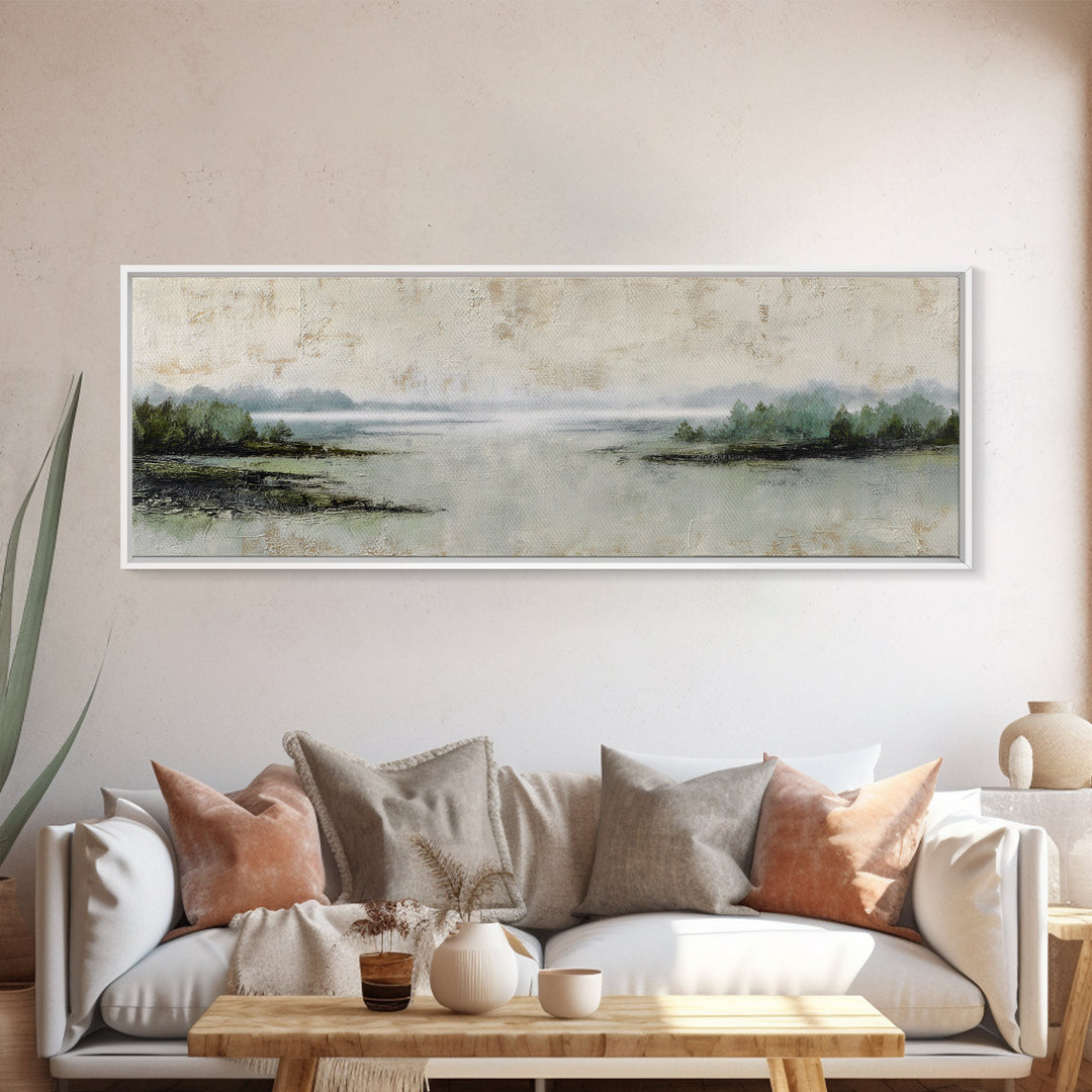 Minimal Scandinavian Forest Framed Canvas Print, Living Room Art, Modern Wall Art, Living Room Decor, Oil Painting, Living, LIR-3x1-53