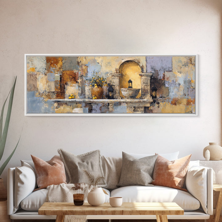 Warm Mediterranean Lemon Still Life Framed Canvas Print, Living Room Art, Apartment Decor, Living Room Decor, Fine Art, Living, LIR-3x1-58