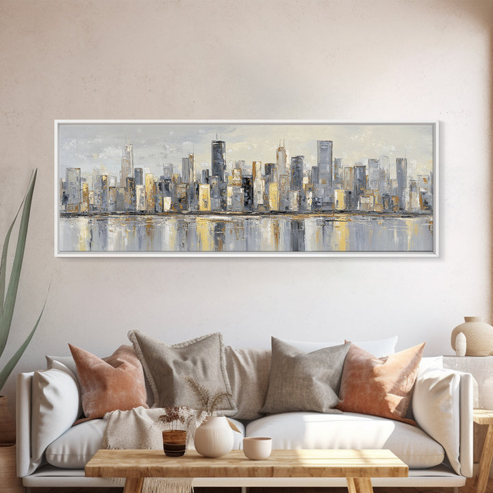 Modern City Skyline Canvas Print, Living Room Art, Boho Decor, Living Room Decor, Fine Art, Living, Digital Prints, Art Print, LIR-3x1-62