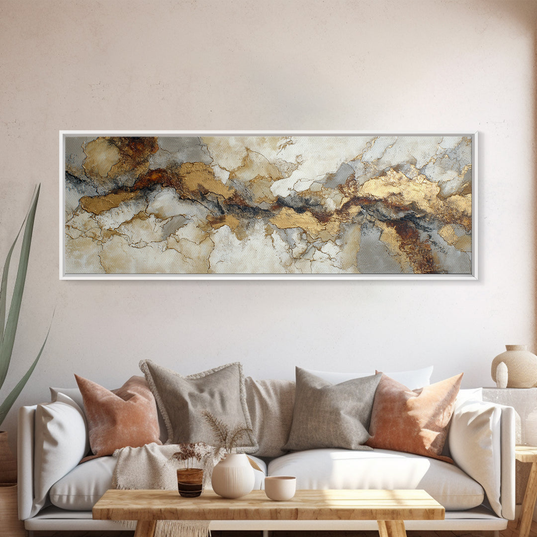 Textured Plaster Abstract Framed Canvas Print, Living Room Art, Gallery Decor, Living Room Decor, Fine Art, Living, Wall Art, LIR-3x1-69