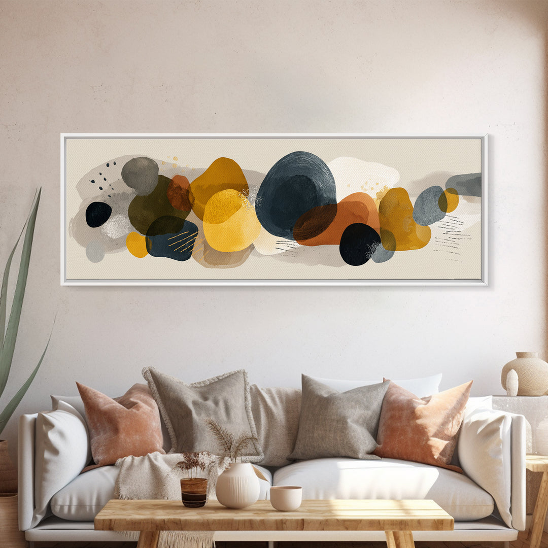 Abstract Organic Shapes Framed Canvas Print, Living Room Art, Statement Artwork, Living Room Decor, Abstract Art, Living, LIR-3x1-7